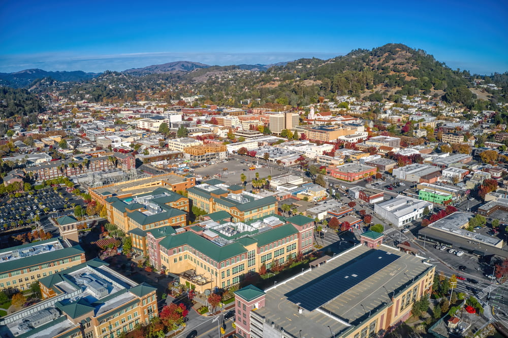 Aerial View of the Bay Area Suburb of San Rafael, California